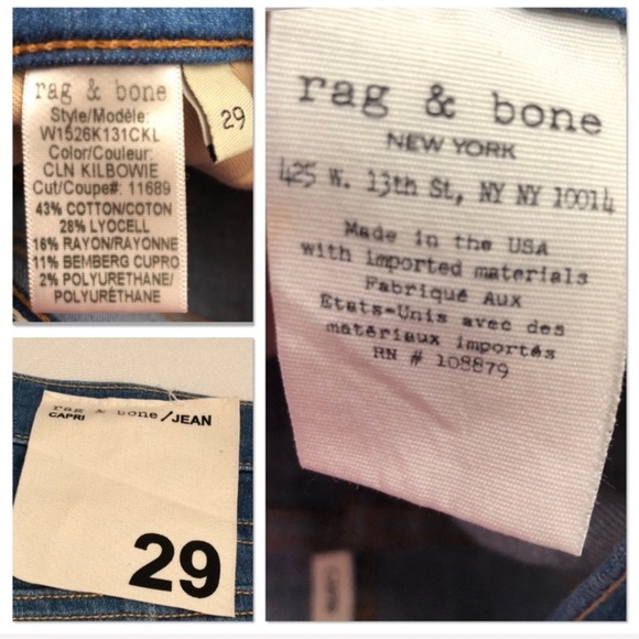 Rag and Bone capri skinny blue jeans in Clean Kilbowie 29 - Picture 6 of 13